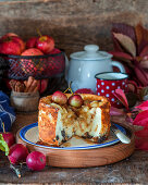 Cottage cheese and apple cake with raisin