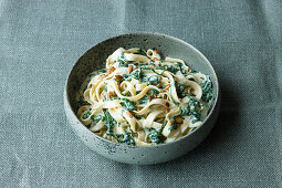 Tagliatelle with a gorgonzola and spinach sauce