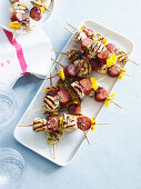 Grilled turkey breast skewers with chorizo and peppers