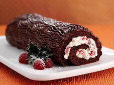 Chocolate Raspberry Yule Log