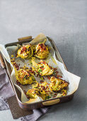 Baked cauliflower and bacon with classic bechamel sauce