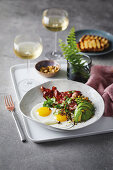 Maple-glazed bacon and eggs with chipotle dukkah