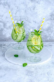 Detox cocktail with cucumber and lemon