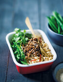 Asian mince and noodle bowl