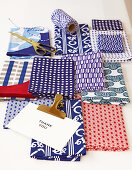 Patterned fabrics for packing gifts in Japanese Furoshiki style