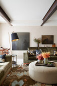 Elegant living room in autumn earth colors