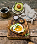 Breakfast toast with avocado and egg