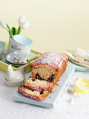 Coconut loaf cake with raspberry jam (Easter)
