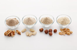Various types of nut flour