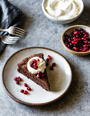 Chocolate cake with pomegranate