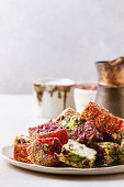 Turkish Delight different taste and colors rose petals and pistachio nuts