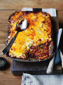 Three-meat, three cheese lasagne