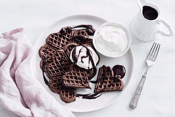Waffles with Chocolate and Pedro Ximenez sauce