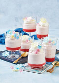 Layered strawberry mousse cups