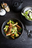 Roasted root vegetable salad with sesame seeds