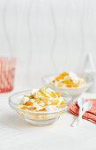 Eton Mess made with apricots and slivered almonds