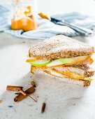 Sandwiches with apple slices and sweet potato butter