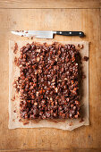 Rocky Road cake (chocolate and marshmallow cake, USA) on baking paper