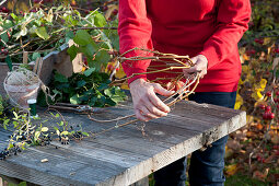 Autumn wreath of ivy and privet berries