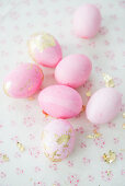 Pink eggs with gold leaf