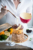 Kalombo (Easter cake, Italy) with orange juice and candied fruits