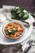 Chicken and lentil curry with spinach