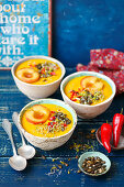 Pumpkin and lentils cream soup with apple