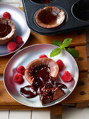 Small runny chocolate puddings