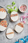 Easter cookies with colourful sugar pearls (for gifting)