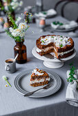 Carrot cake and espresso for an Easter brunch