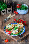 Pastry tarts with chicken hearts and cheese