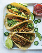 Asian-inspired tacos with baby corn and chillies