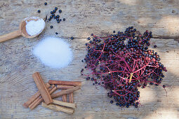 Ingredients for elderberry compote
