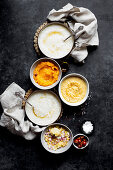 Indian comfort food: boiled rice, mashed pumpkin and potato, boiled lentil and 7-minutes egg