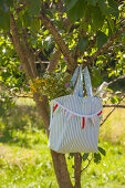 Hand-sewn picnic bag with bunting