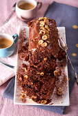 Chocolate and hazelnut cake with chocolate glaze