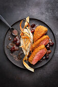 Duck breast with a chestnut crust