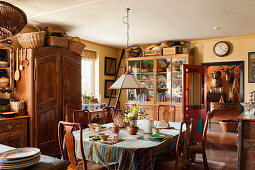 Old wooden furniture in English country house