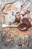 Artisan chocolate truffles with chocolate sauce