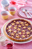 Rhubarb and raspberry tart