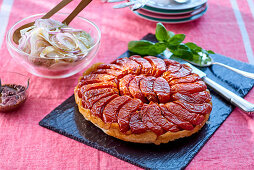 Tomato tart tatin, fennel salad and tapenade