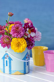 Bouquet of dahlias and zinnias