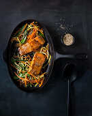 Salmon fillet with teriyaki vegetables