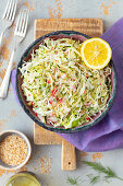 Cabbage, courgette and red radishes salad