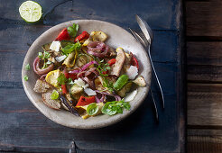 Grilled vegetable salad with a lime dressing