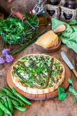 Asparagus and peas tart