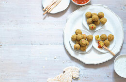 Falafel with a tomato dip