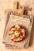 Tapas - shrimps with garlic and chili (Spain)