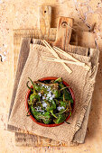 Tapas - fried padron peppers with salt (Spain)