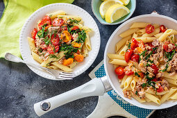 Penne mit Thunfisch und Kirschtomaten